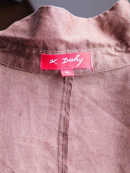 Linen Ramie Open Collar Shirt Jacket