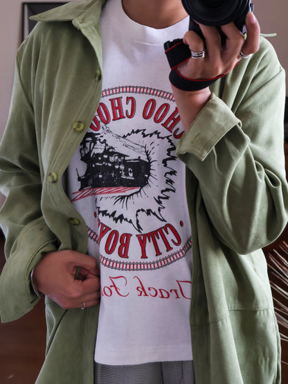 【sizeM-L】1990’s Faux Suede Shirt Jacket