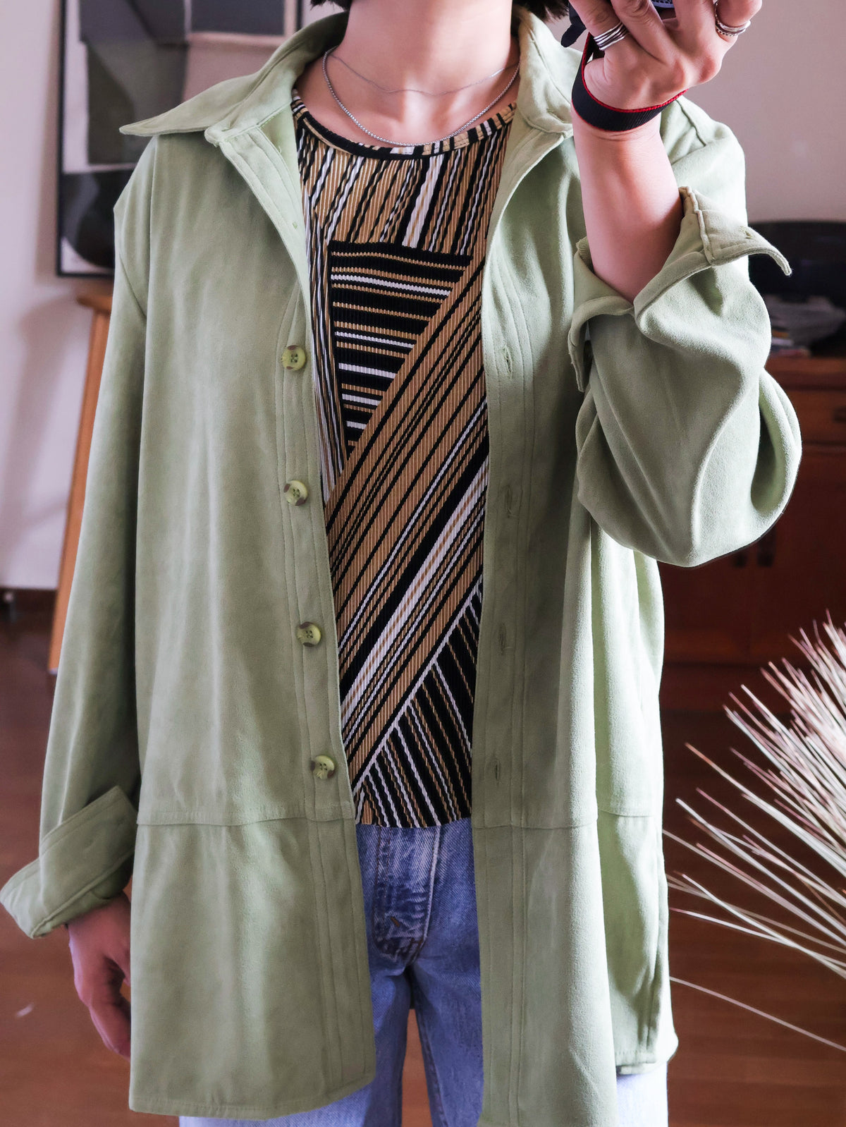 【sizeS-M】1990's Geometric Pleated Tank Top