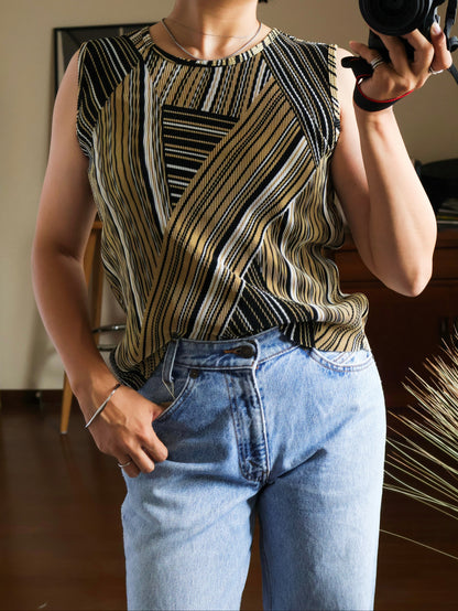 【sizeS-M】1990's Geometric Pleated Tank Top