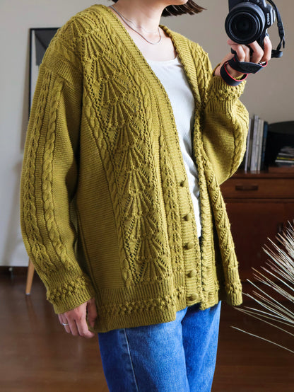 【sizeL】1980’s Cable-Knit Cardigan(Made in Australia)
