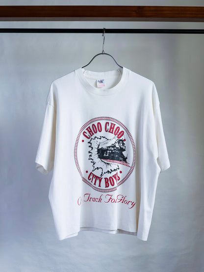 【sizeM-L】1990's Train Graphic Tee (Remake / MADE IN USA)