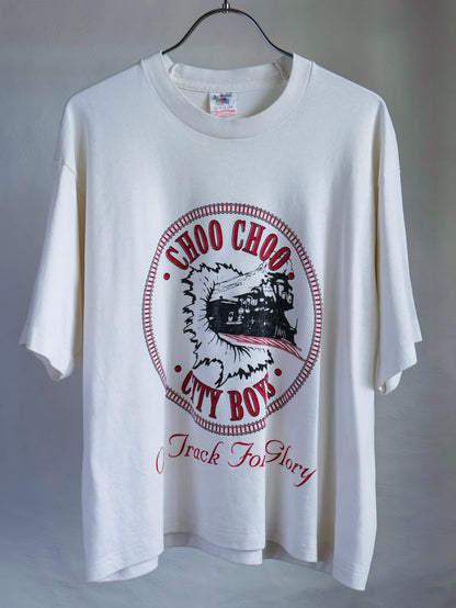 【sizeM-L】1990's Train Graphic Tee (Remake / MADE IN USA)
