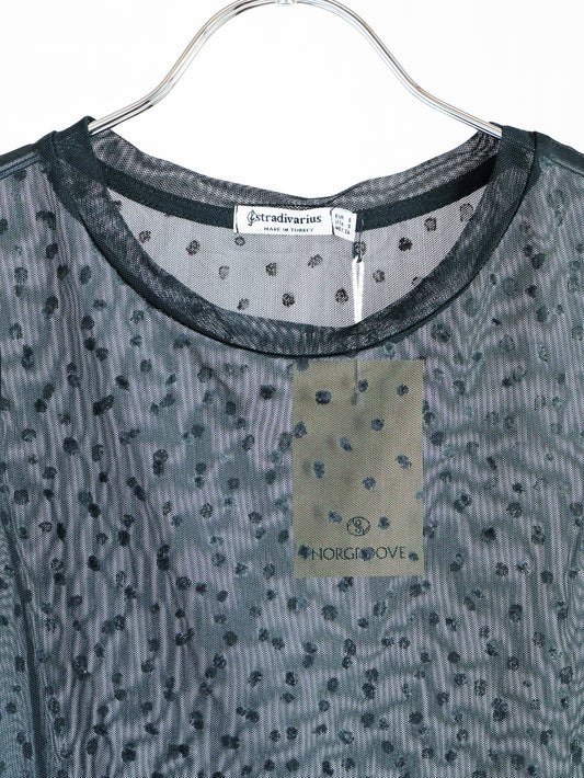 【sizeS】Dot Sheer Mesh Sleeveless Top