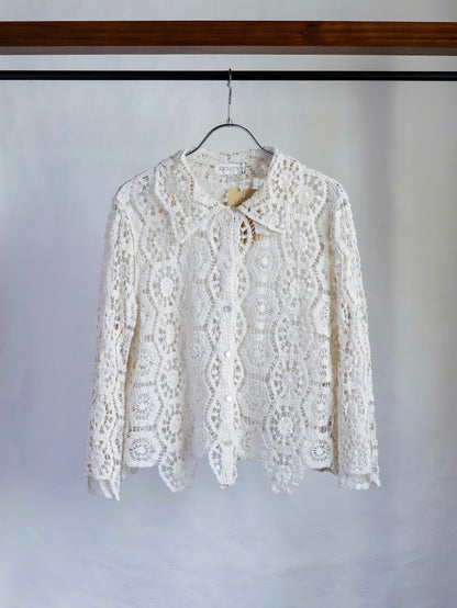 【sizeS-M】1990’s Crochet Lace Shirt