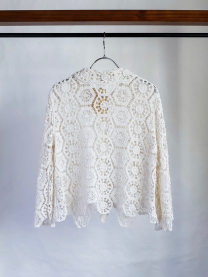 【sizeS-M】1990’s Crochet Lace Shirt