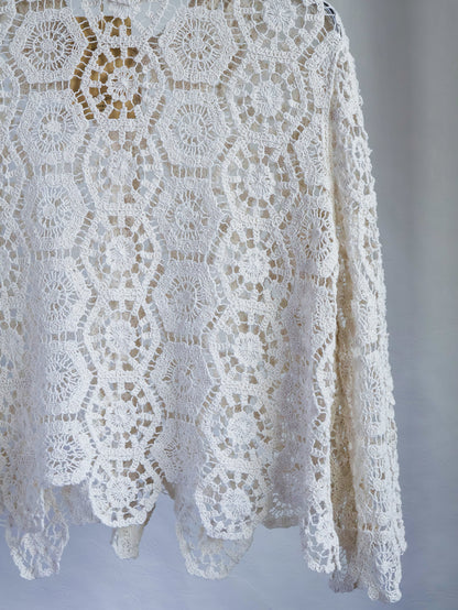 【sizeS-M】1990’s Crochet Lace Shirt