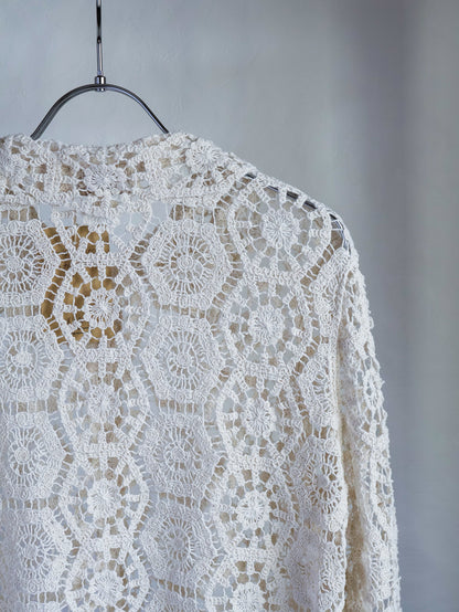 【sizeS-M】1990’s Crochet Lace Shirt