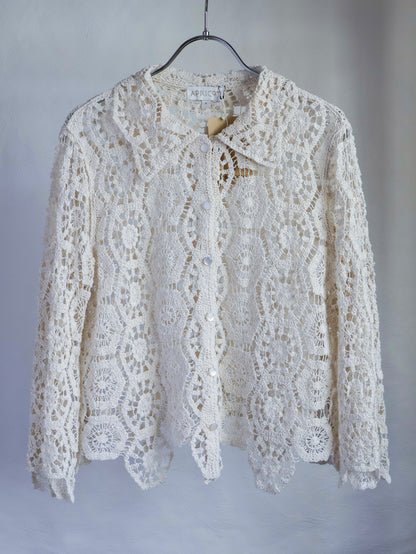 【sizeS-M】1990’s Crochet Lace Shirt