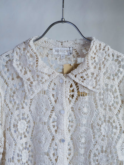 【sizeS-M】1990’s Crochet Lace Shirt