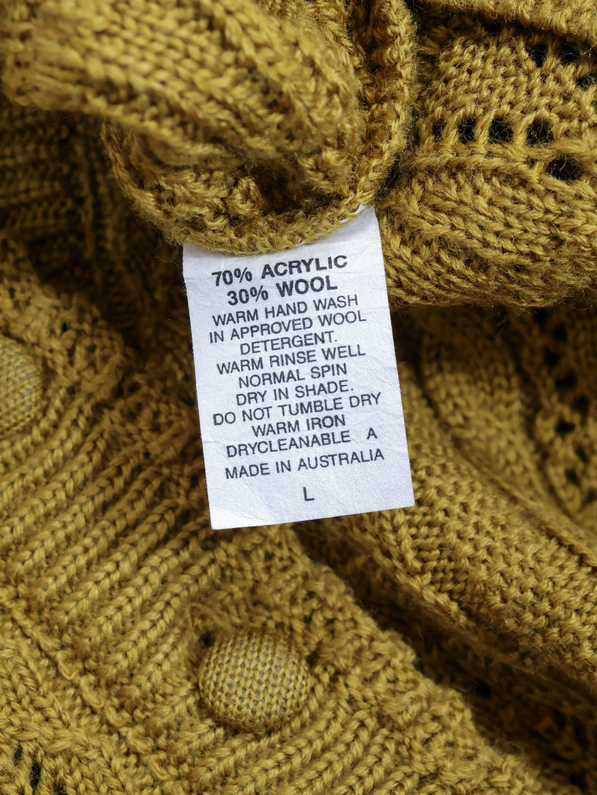【sizeL】1980’s Cable-Knit Cardigan(Made in Australia)