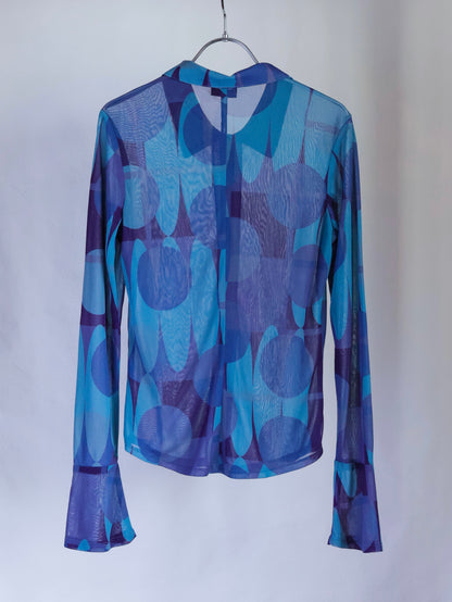 【sizeS-M】1990’s Art Printed Mesh Shirt