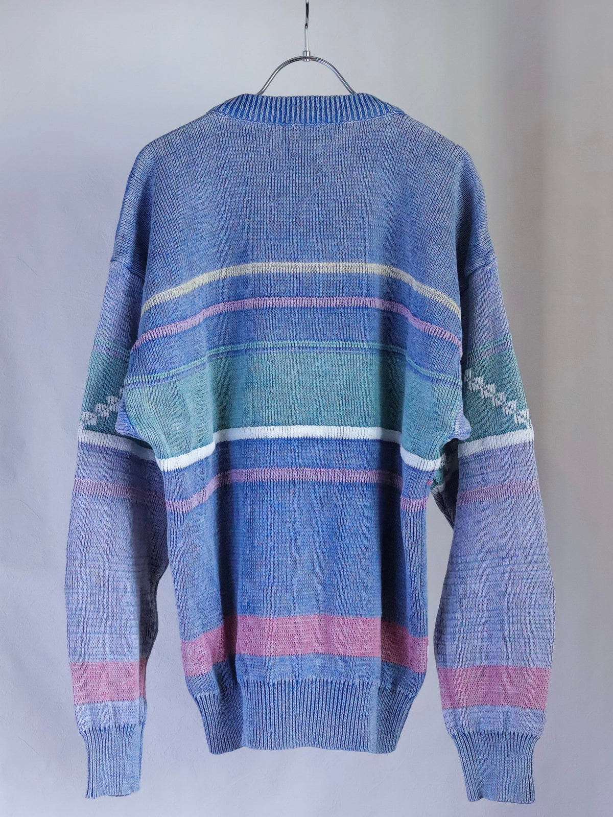 【sizeL-LL】1990’s Geometric Pattern Ramie Cotton Sweater