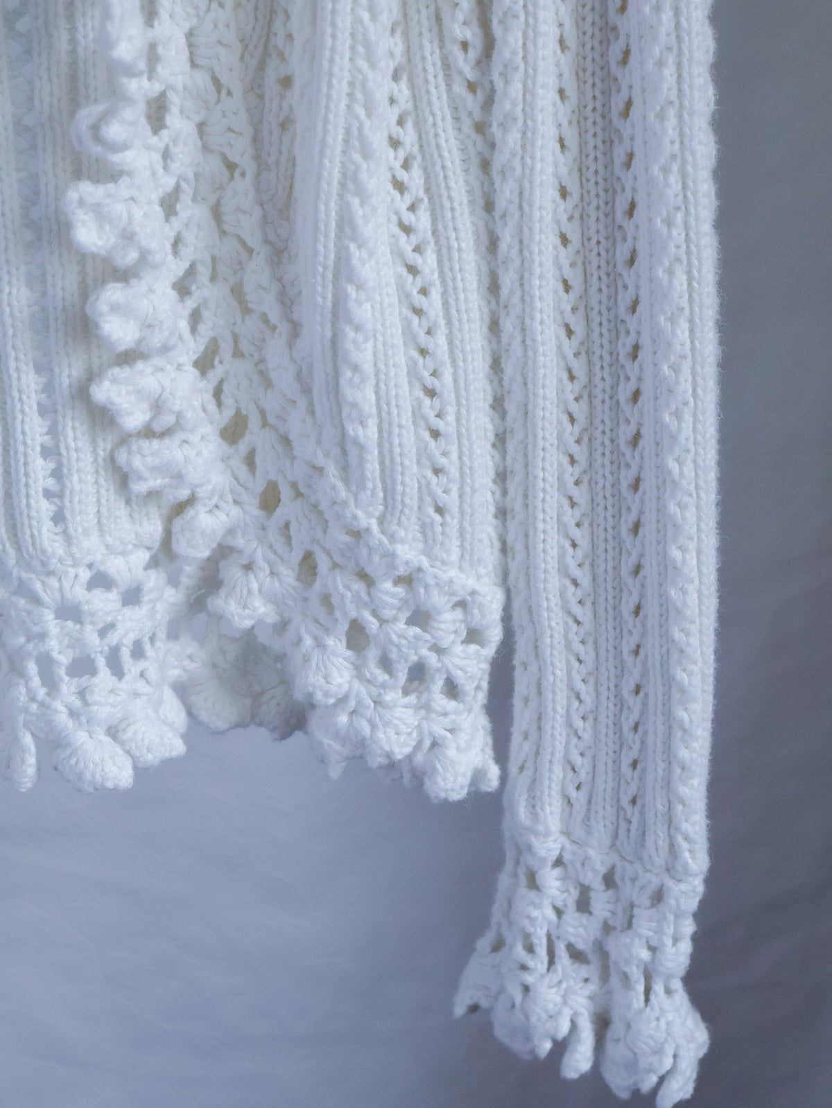 【sizeS】2000’s Crochet Trim Ramie Cotton Open Knit Cardigan