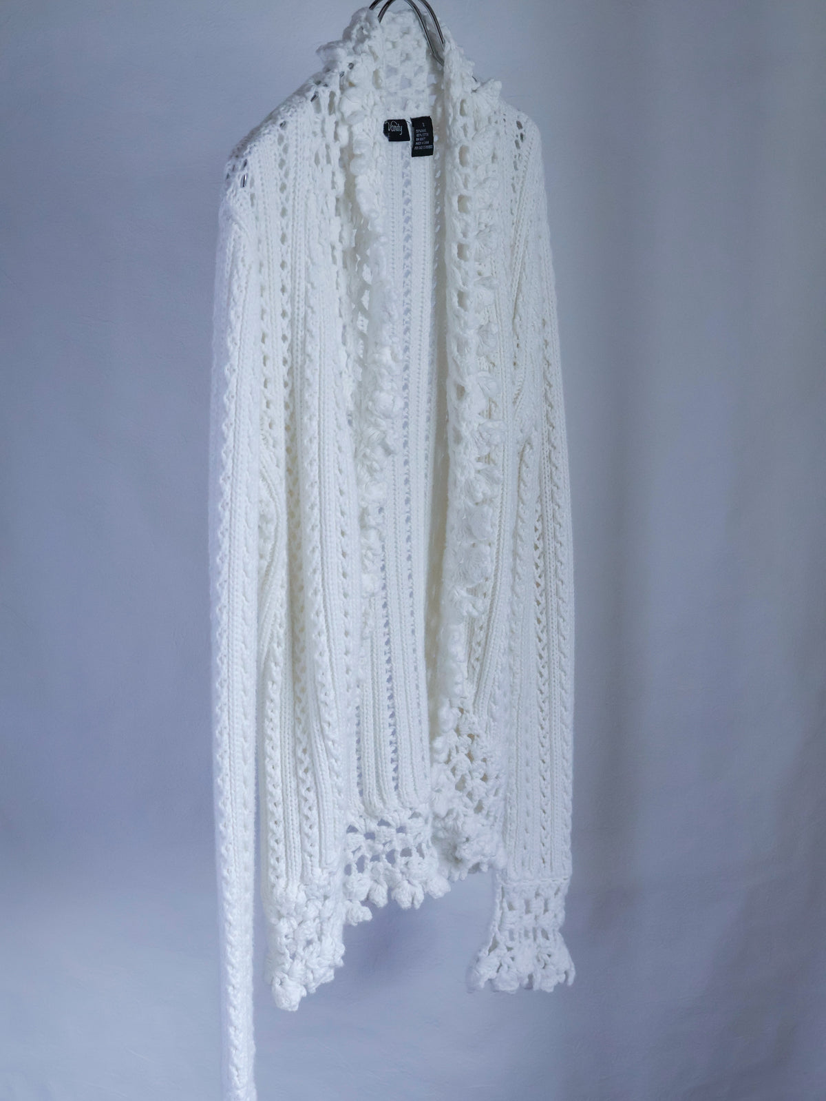 【sizeS】2000’s Crochet Trim Ramie Cotton Open Knit Cardigan