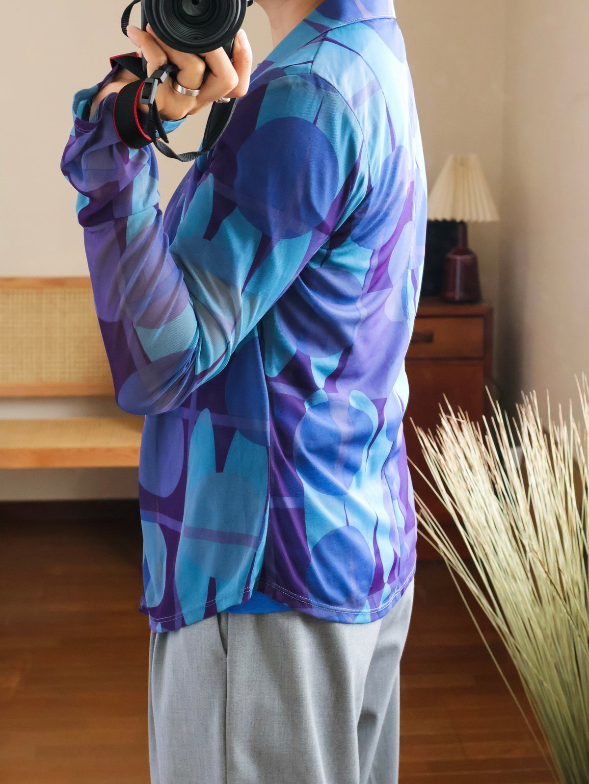 【sizeS-M】1990’s Art Printed Mesh Shirt