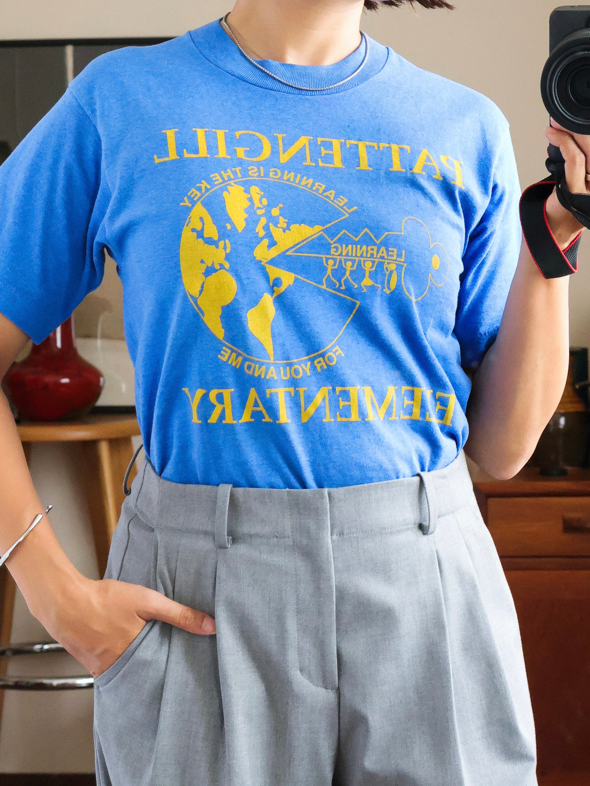 【sizeS-M】School Graphic T-Shirt(Made In U.S.A)