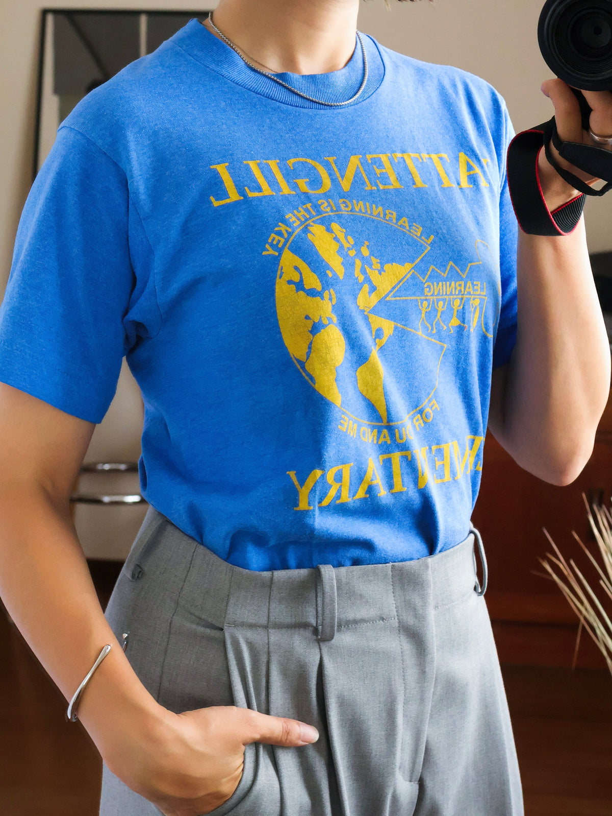 【sizeS-M】School Graphic T-Shirt(Made In U.S.A)