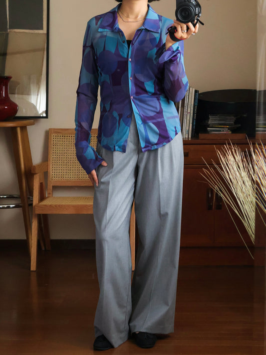 【sizeS-M】1990’s Art Printed Mesh Shirt