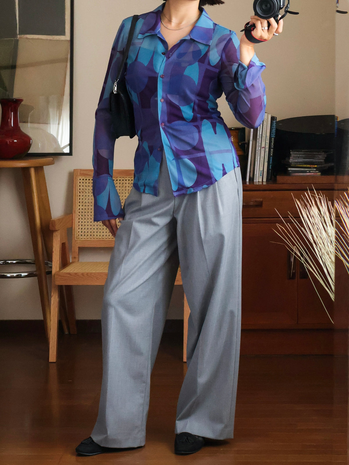 【sizeS-M】1990’s Art Printed Mesh Shirt
