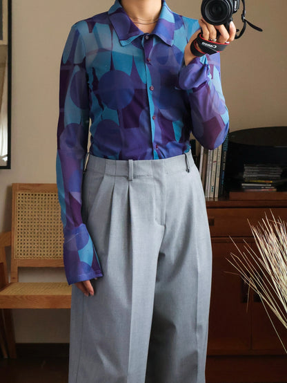 【sizeS-M】1990’s Art Printed Mesh Shirt