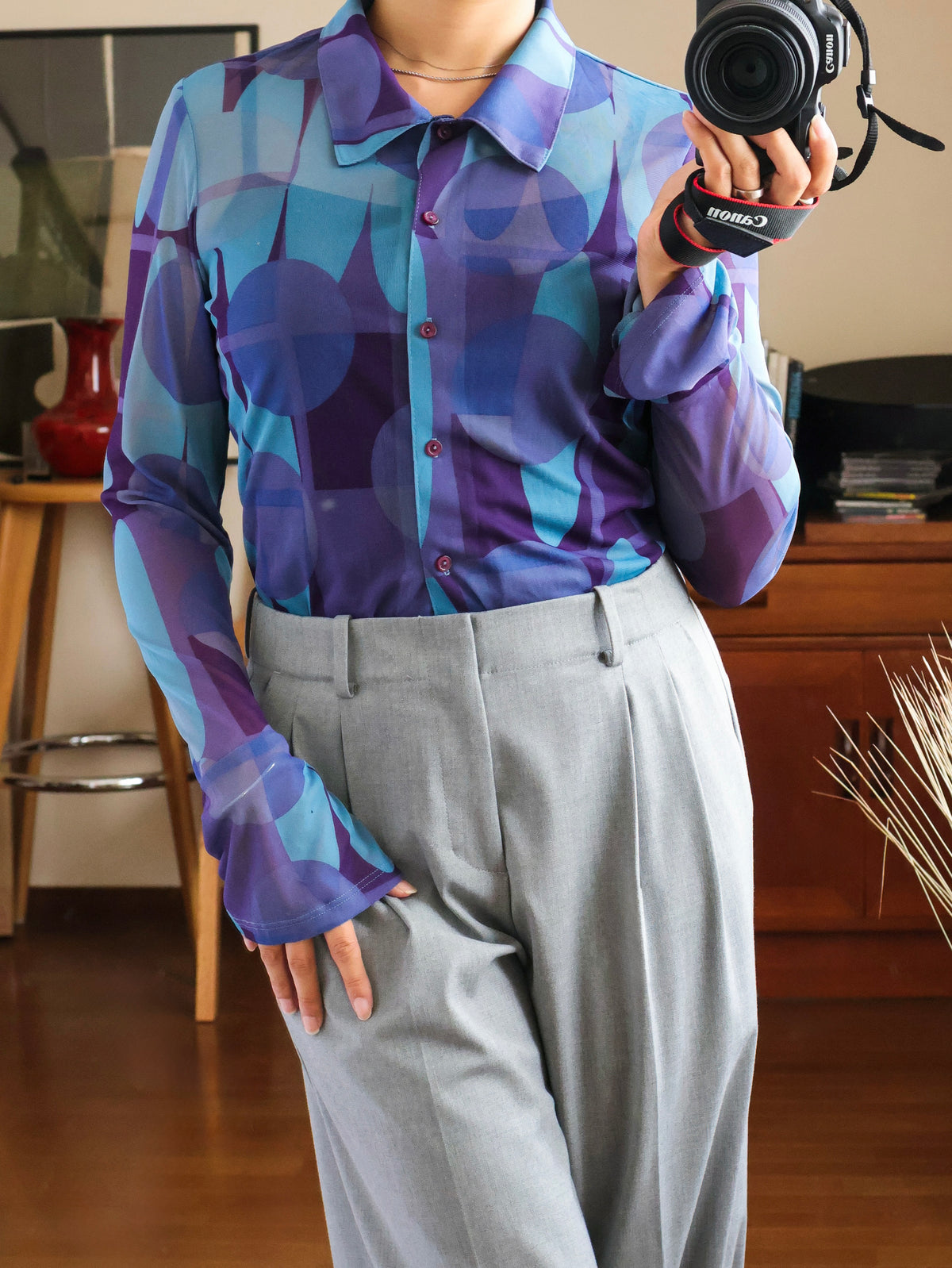 【sizeS-M】1990’s Art Printed Mesh Shirt