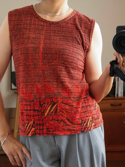 【sizeM】1990’s Pleat Textured Sleeveless Top