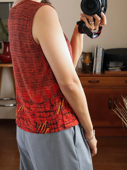 【sizeM】1990’s Pleat Textured Sleeveless Top