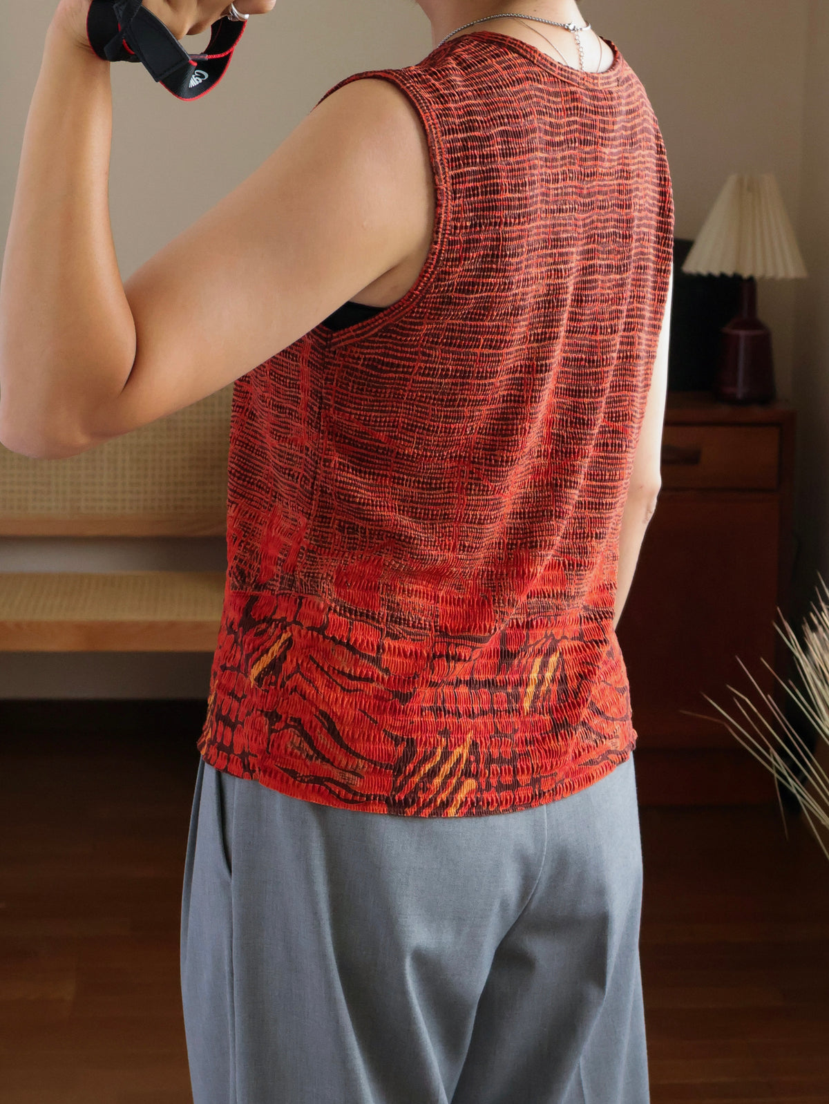 【sizeM】1990’s Pleat Textured Sleeveless Top