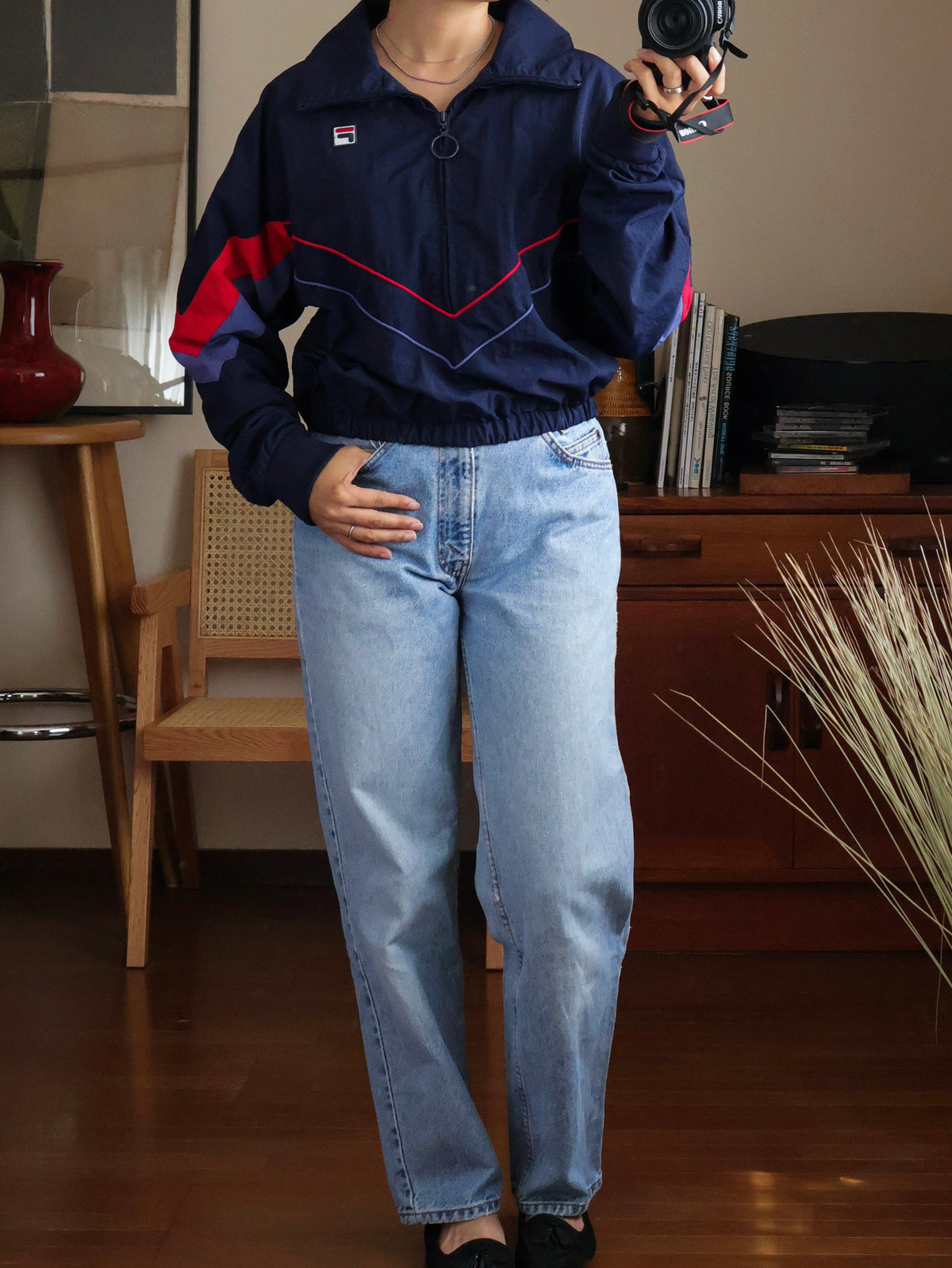 【sizeS-M】1990’s FILA Half-Zip Nylon Track Jacket