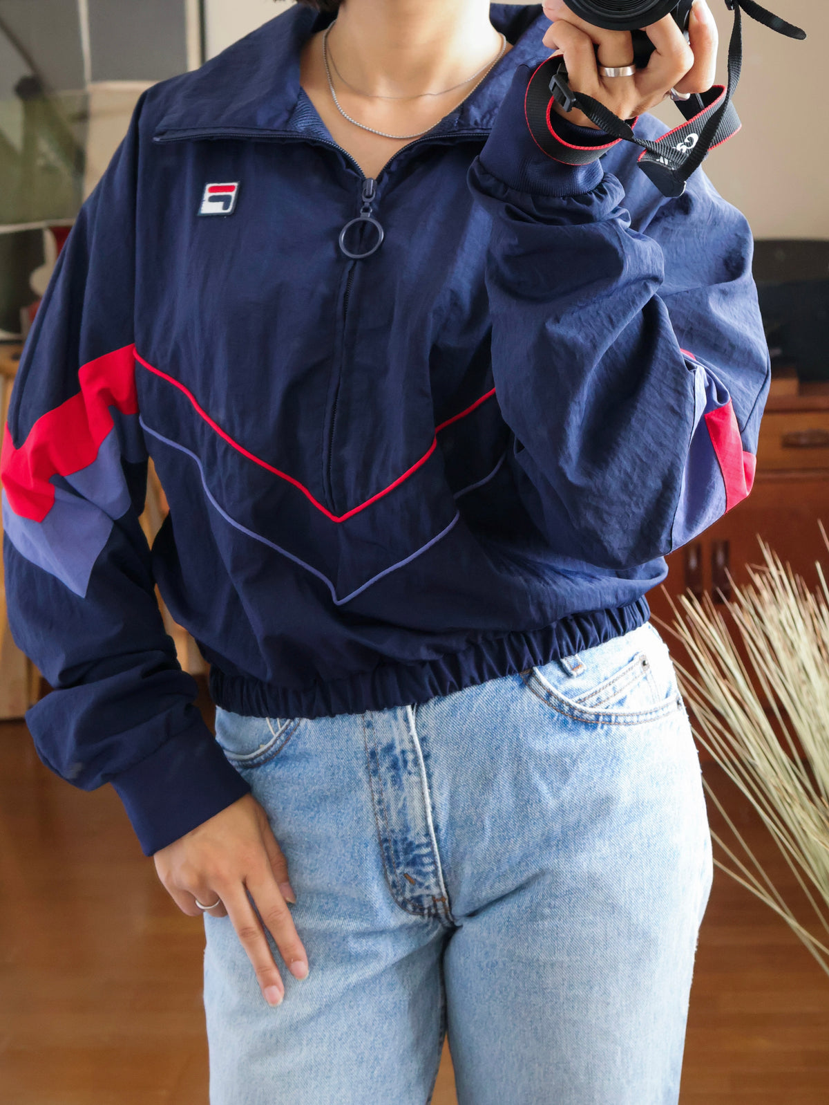 【sizeS-M】1990’s FILA Half-Zip Nylon Track Jacket