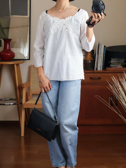 【sizeM】Lace Cotton Blouse