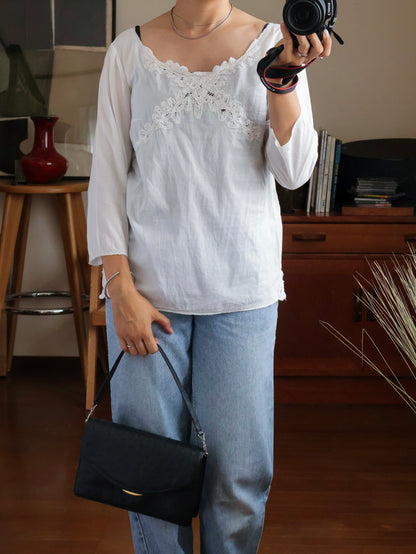 【sizeM】Lace Cotton Blouse