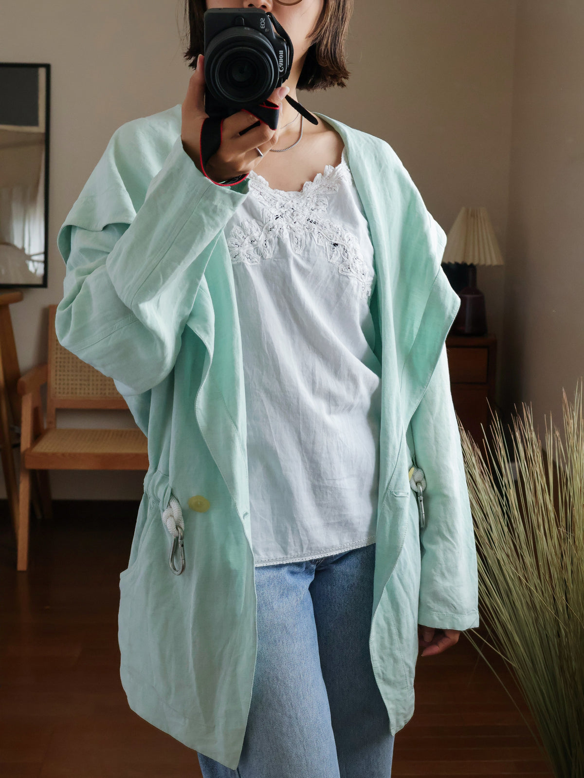 【sizeM】1980’s Linen-Viscose shawl collar Jacket(Made In Europe)