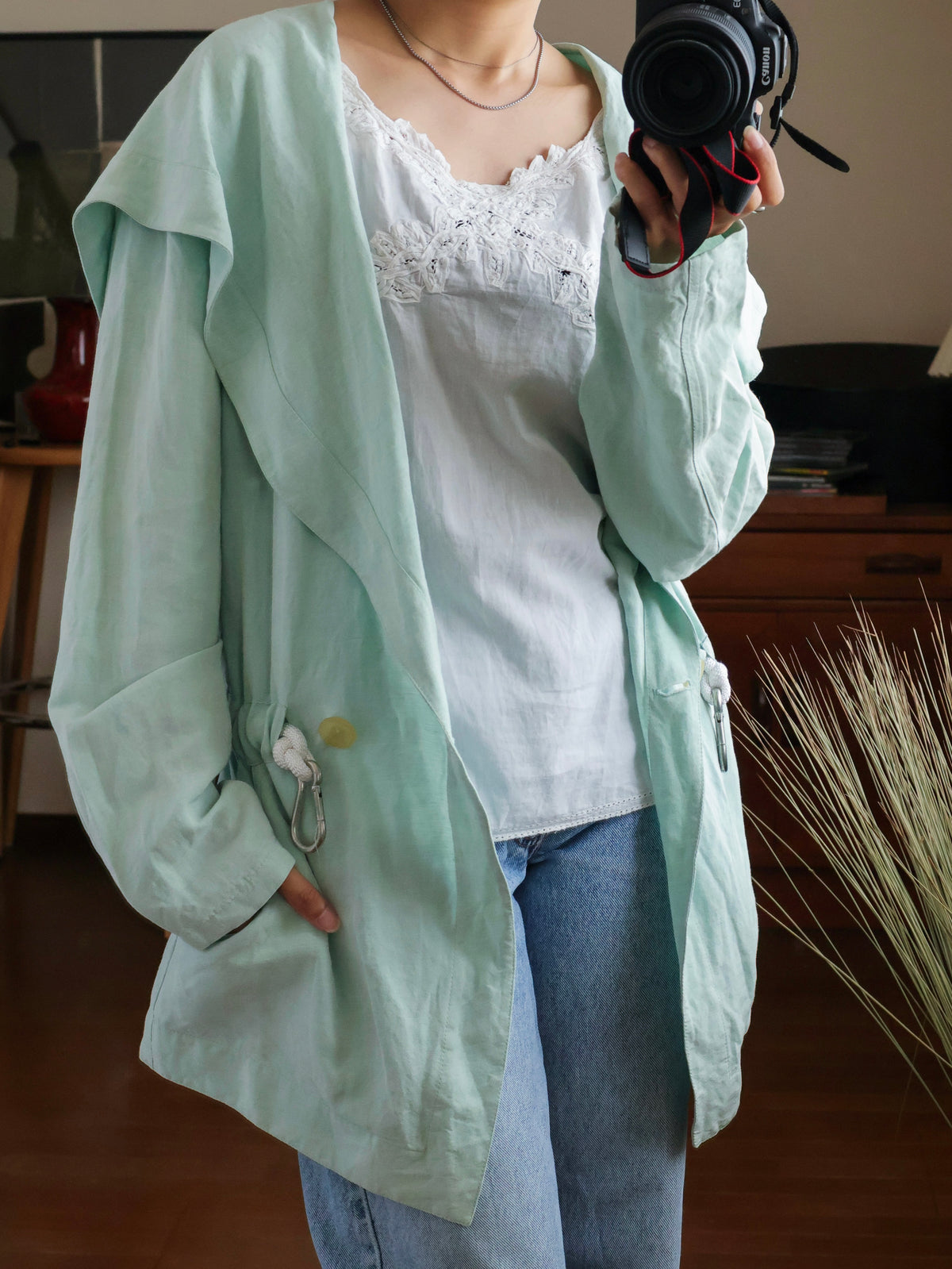 【sizeM】1980’s Linen-Viscose shawl collar Jacket(Made In Europe)