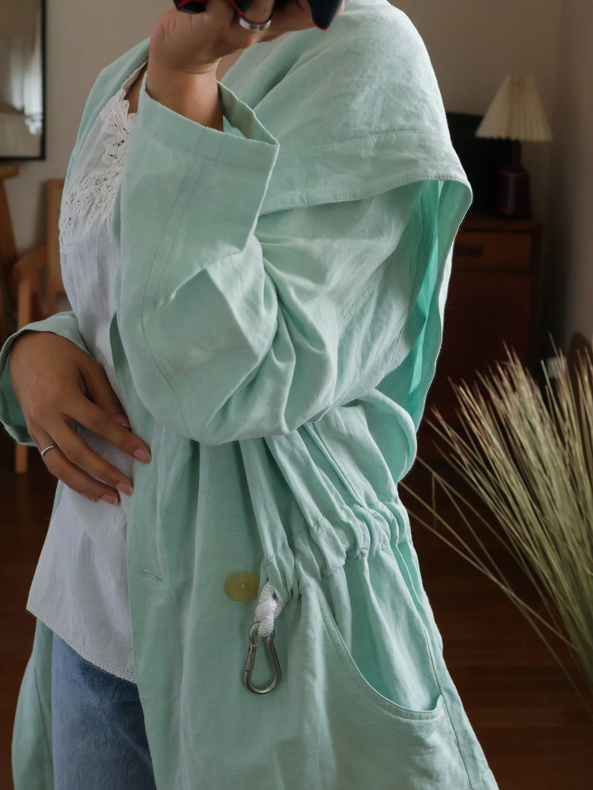 【sizeM】1980’s Linen-Viscose shawl collar Jacket(Made In Europe)