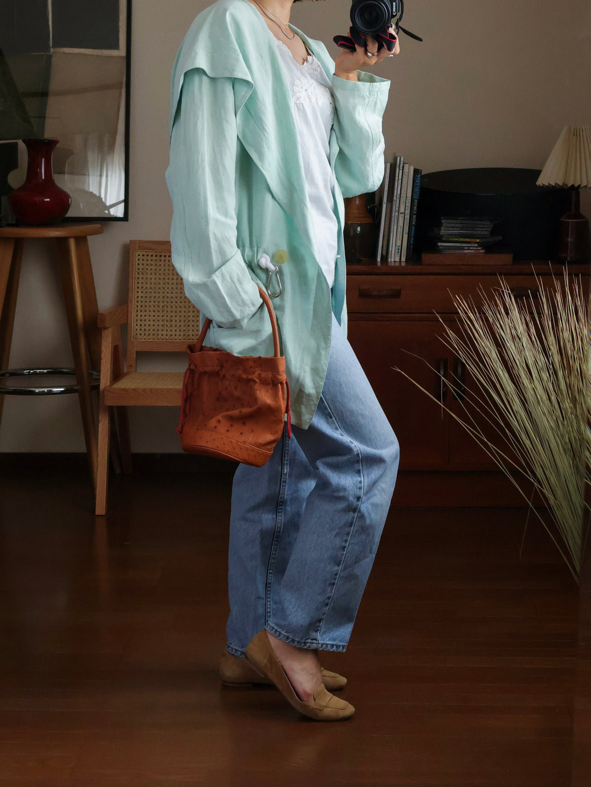 【sizeM】1980’s Linen-Viscose shawl collar Jacket(Made In Europe)
