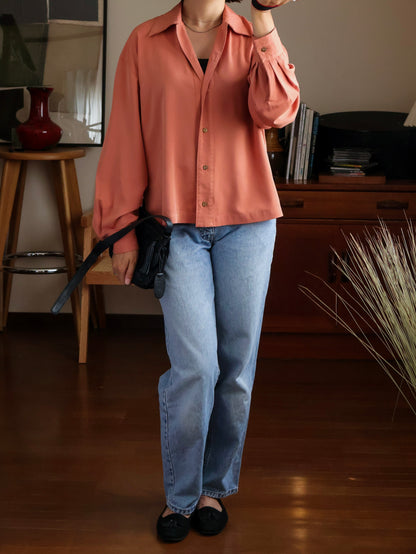 【sizeM】1970’s Dot-Accent Blouse