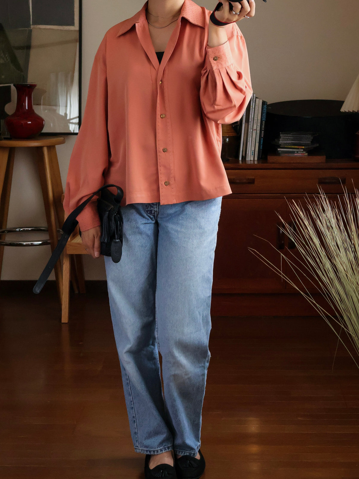 【sizeM】1970’s Dot-Accent Blouse
