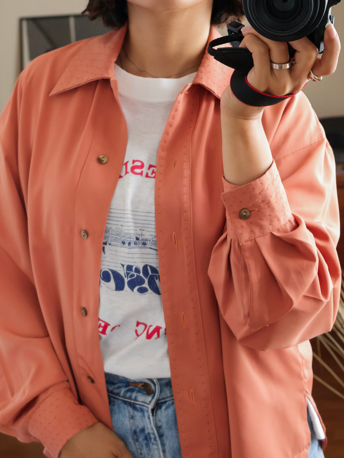 【sizeM】1970’s Dot-Accent Blouse