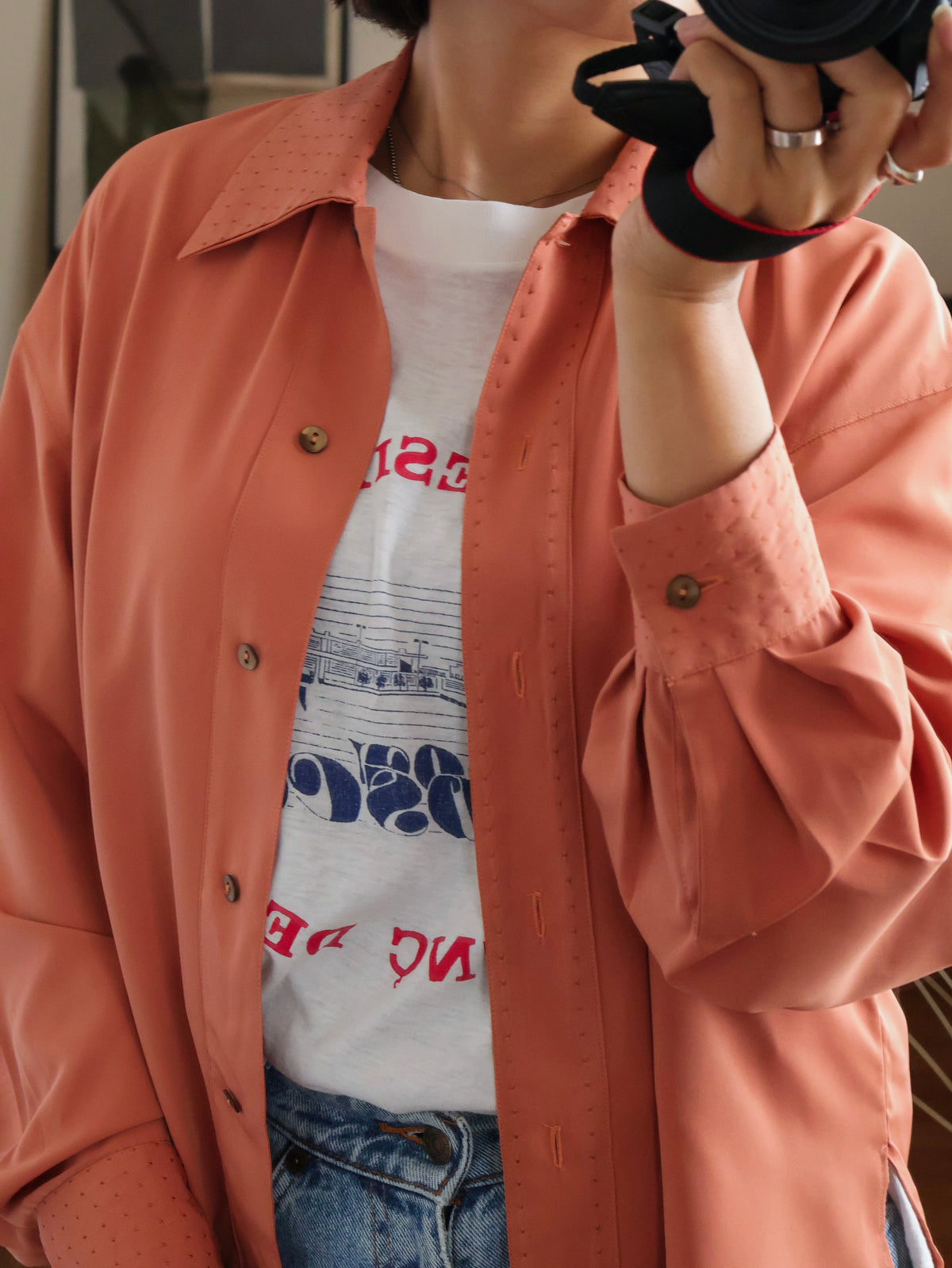 【sizeM】1970’s Dot-Accent Blouse