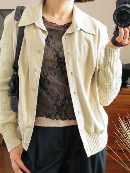 【sizeM】1970’s Suede × Knit Docking Jacket(Made In W.-GERMANY)