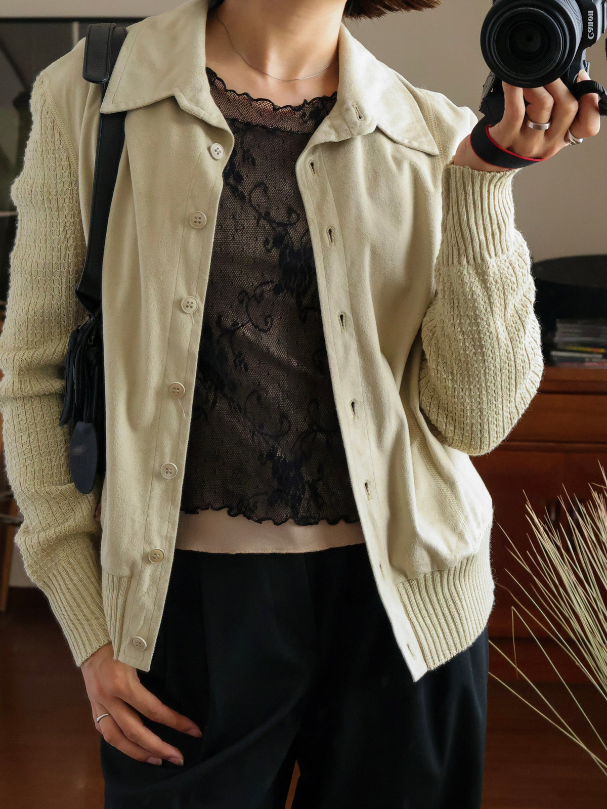 【sizeM】1970’s Suede × Knit Docking Jacket(Made In W.-GERMANY)