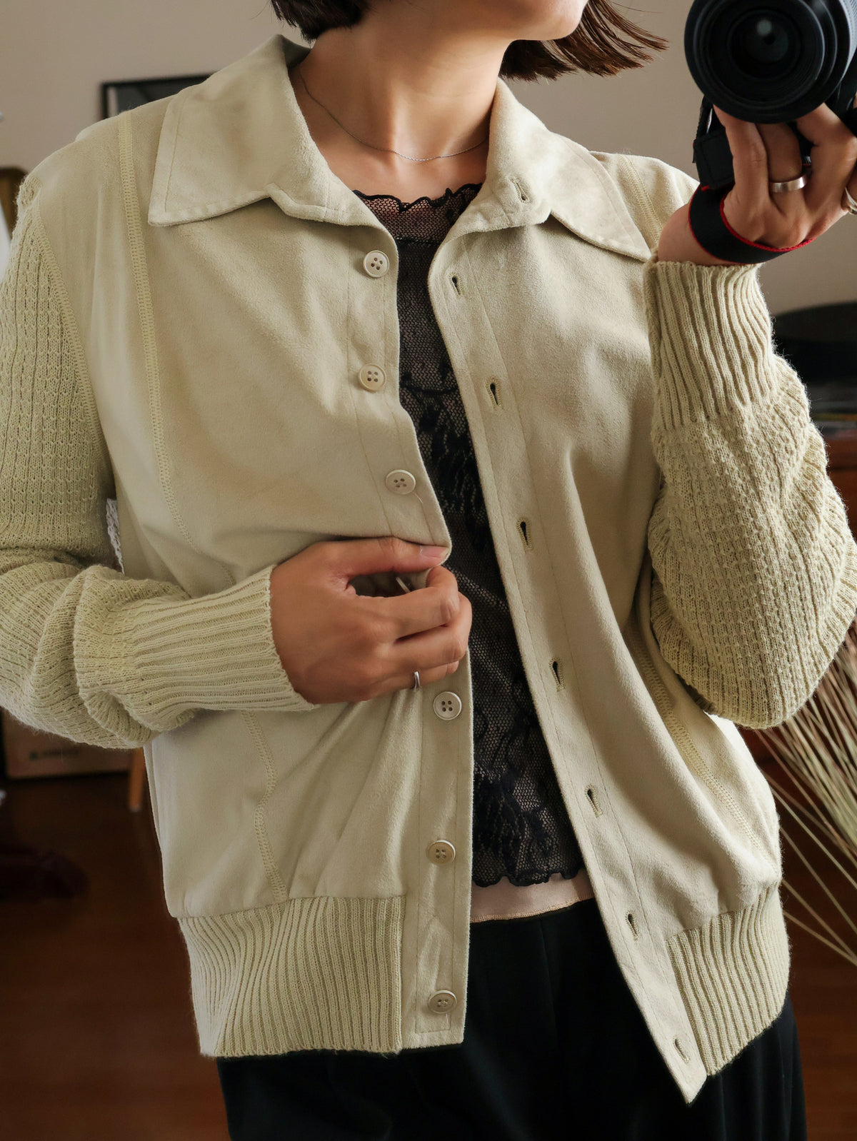 【sizeM】1970’s Suede × Knit Docking Jacket(Made In W.-GERMANY)