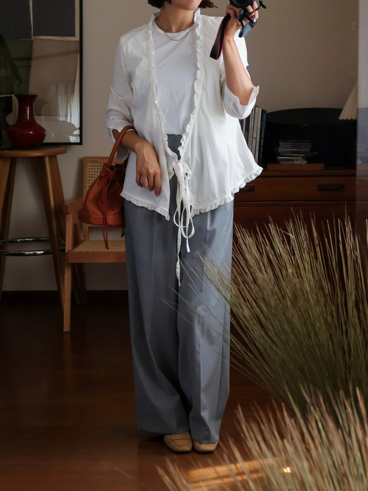 【sizeM】2000’s Ruffle Trim Cachecoeur Blouse
