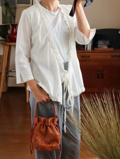 【sizeM】2000’s Ruffle Trim Cachecoeur Blouse