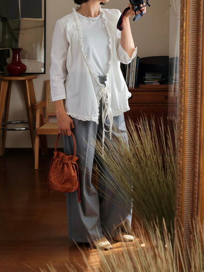 【sizeM】2000’s Ruffle Trim Cachecoeur Blouse