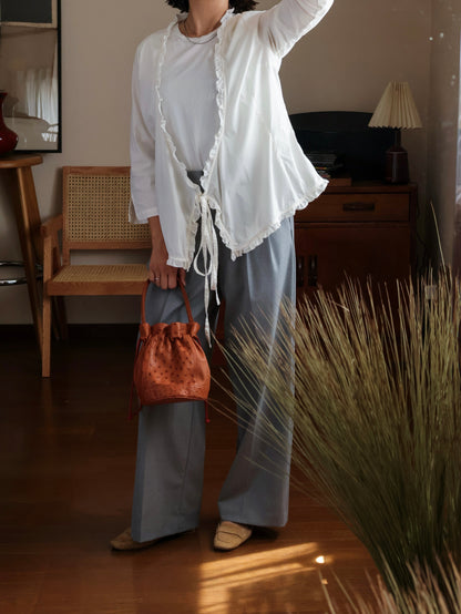 【sizeM】2000’s Ruffle Trim Cachecoeur Blouse
