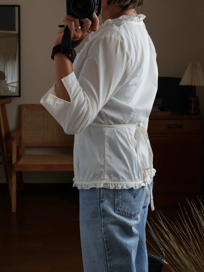 【sizeM】2000’s Ruffle Trim Cachecoeur Blouse