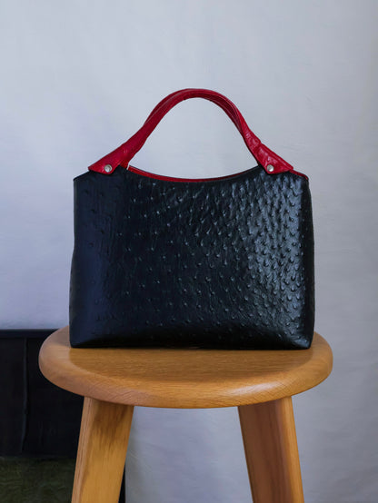 1990’s Fake Ostrich Leather Two-Tone Handbag